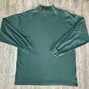 Vtg Eddie Bauer Mock Neck Long Sleeve Shirt Men’s Sz L USA Made Green Outdoor